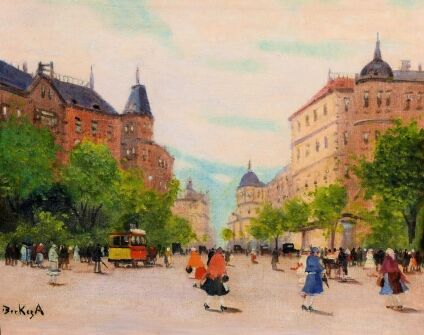 BERKES ANTAL  (1874-1938) - Nagyvárosi utcarészlet