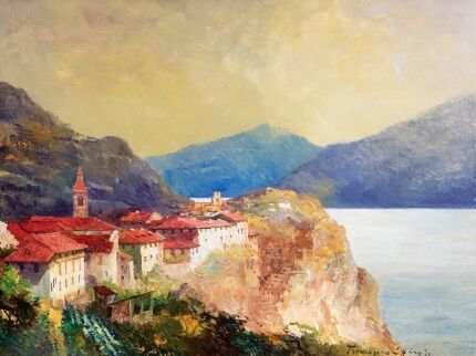 HÁRY GYULA  (1864-1946) - Tremosine látképe (Garda-tó)