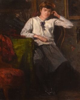 KÜMMERLE PÁL  (1873-1944) - Ülő nő enteriőrben