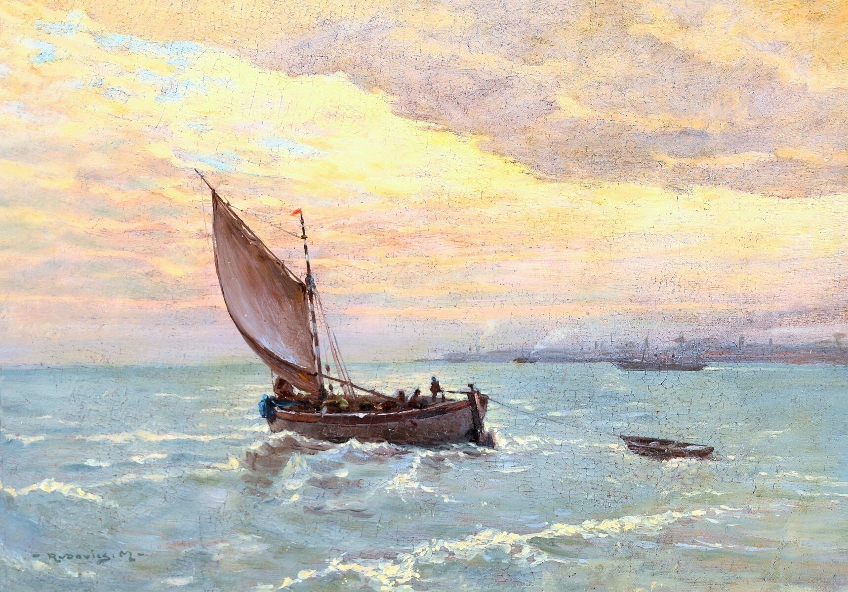 RUBOVICS MÁRK (1867-1947) - Északi-tenger halászhajóval
